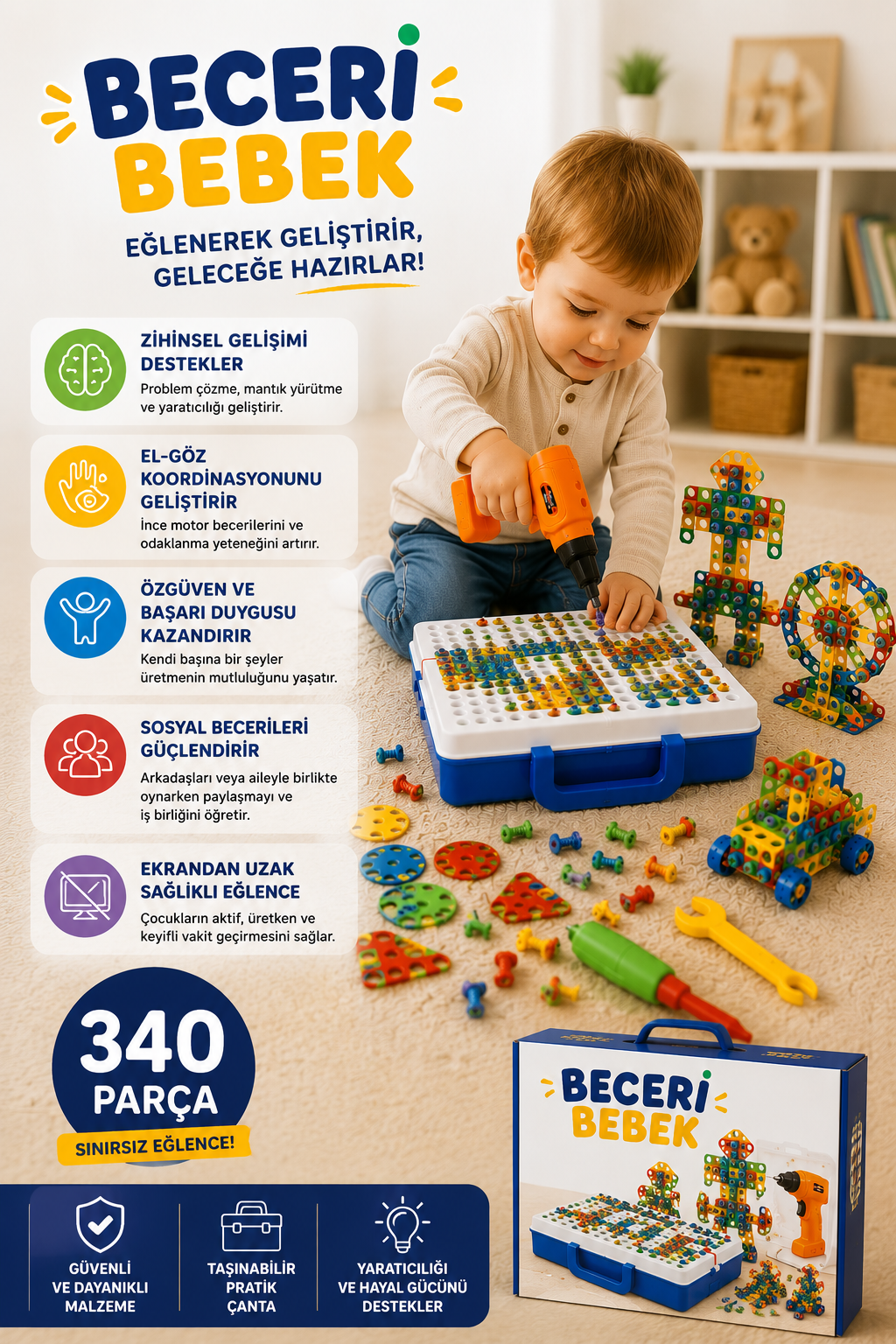 Beceri Bebek Hepsi Bir Arada Alet Eğitim Seti